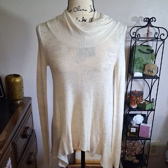 Anthropologie Sleeping On Snow Cream Women's Cowlneck Light Sweater Top S/P - Picture 1 of 13